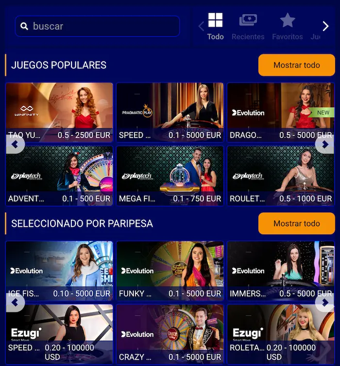 PariPesa Casino Argentina games